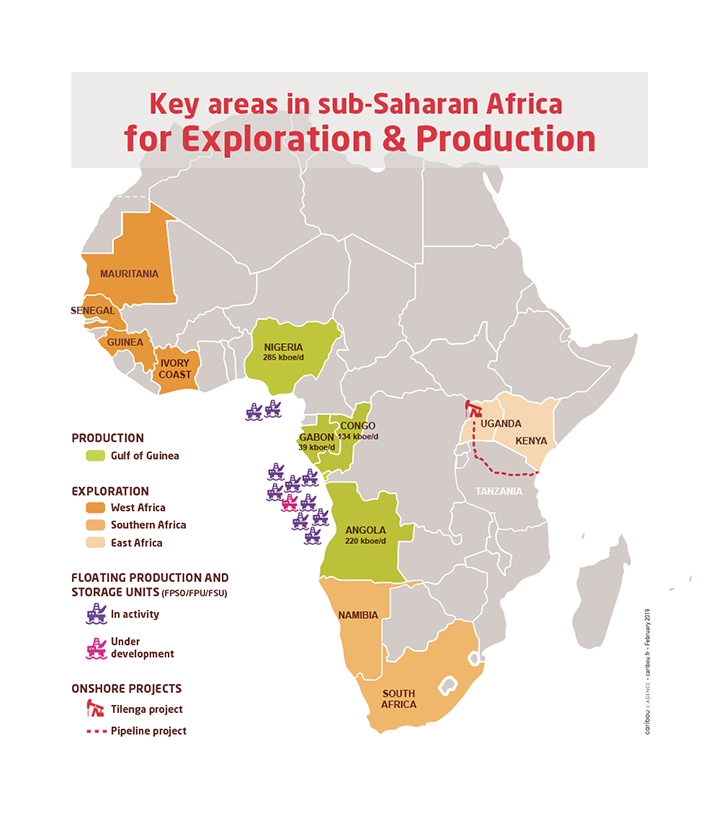 Map of Total's Exploration-Production activities in Africa