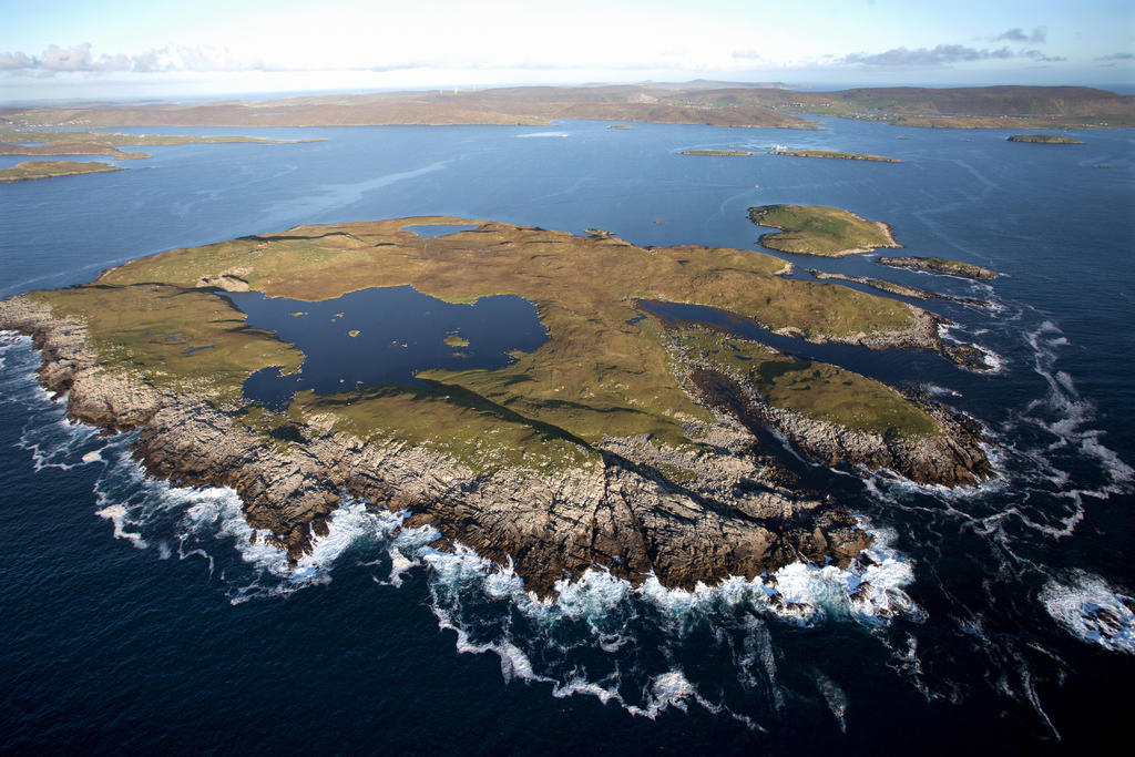 Vue aérienne des îles Shetlands