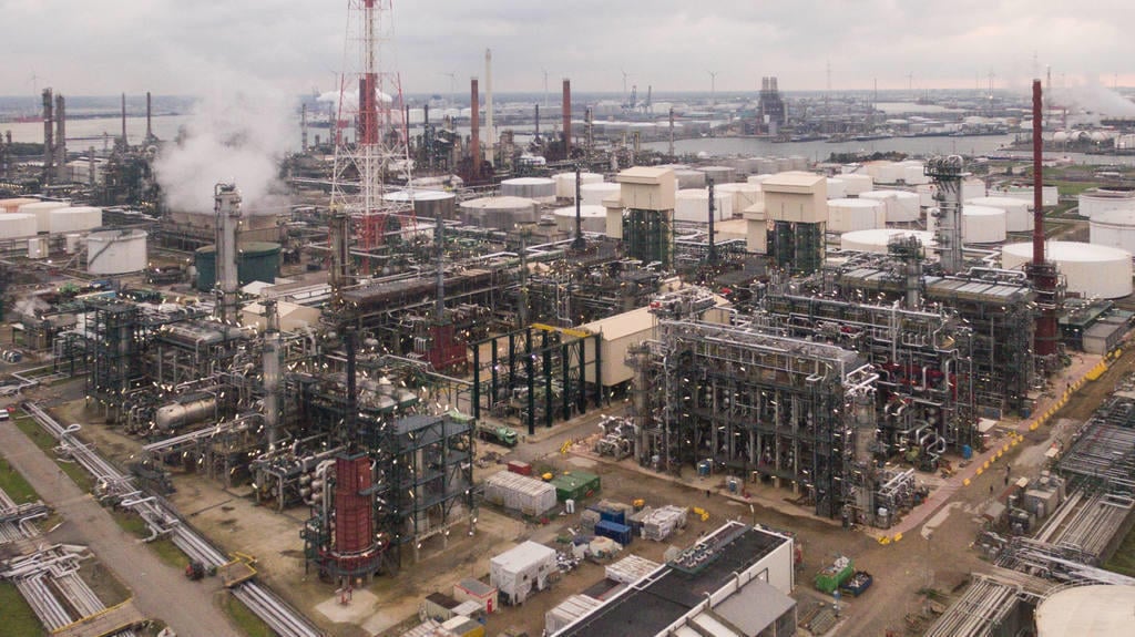 General view of the refinery by drone