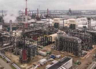 General view of the refinery by drone