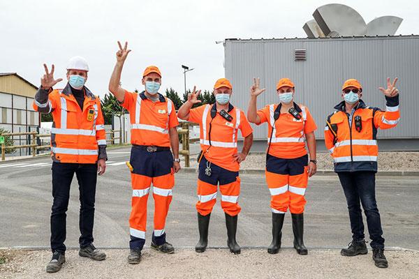 Team of operators in a biogas plant