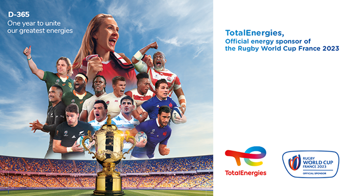 D-365. One year to unite our greatest energies. TotalEnergies, Official energy sponsor of the Rugby World Cup France 2023