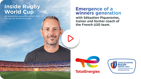 Inside Rugby World Cup. “Emergence of a winners generation” with Sébastien Piqueronies, trainer and former coach of the French U20 team – watch the video on Youtube