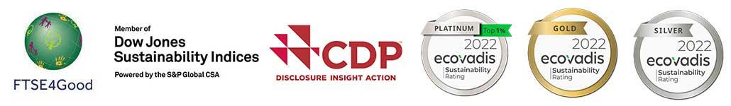 Global Compact LEAD 2022 Particpant, Ecovadis 2022, FTSE4Good, CDP