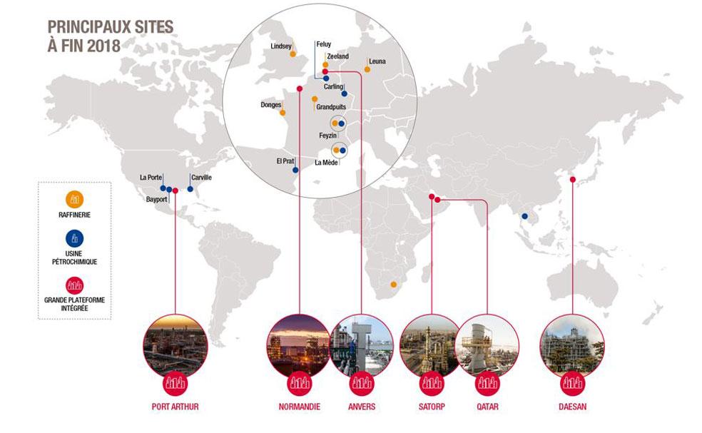 Nos 6 plateformes de Raffinage-Pétrochimie intégrées dans le monde