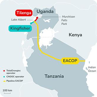 Uganda's map with Tilenga's project